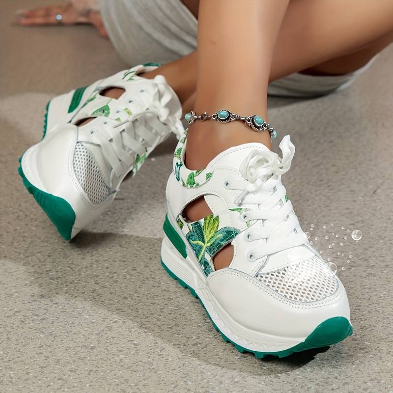 Women’s Stylish Floral Platform Sneakers with Cutout Design | Ideal for All Seasons