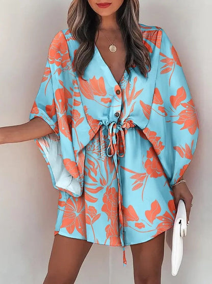 V-neck Tie For A Casual Vacation Look Mini&Short Dresses