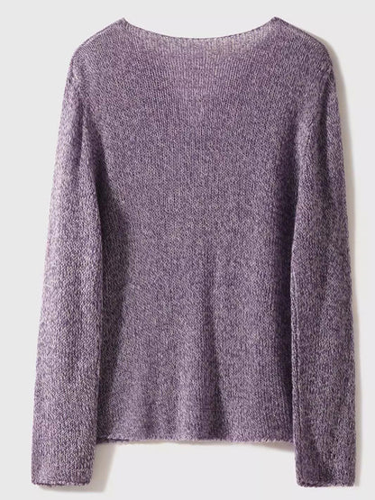 Mia Casual Crew Neck Hollow Knitted Top