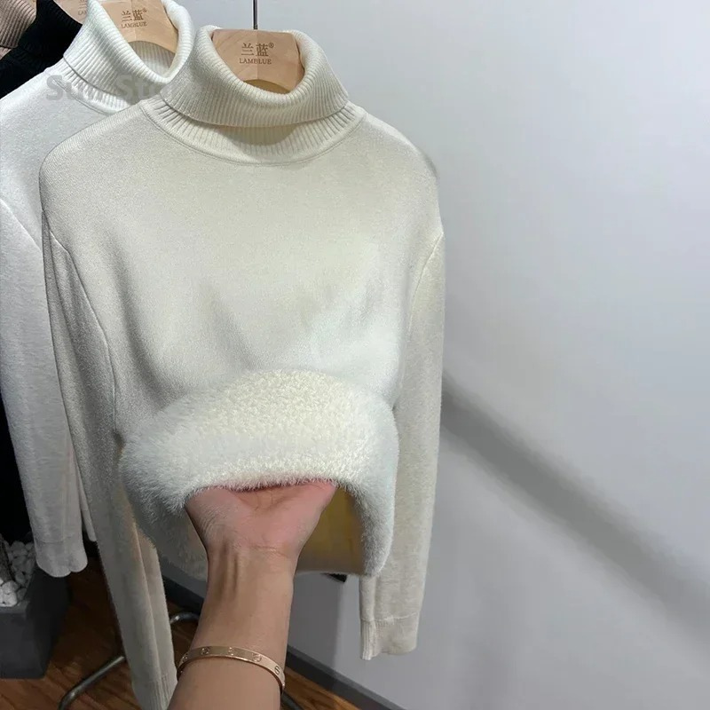 Jersey de cuello alto de polar suave para mujer | Ideal para otoño/invierno
