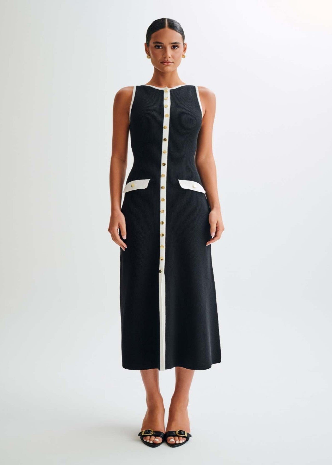 Valeria - Contrast Trim Midi Dress