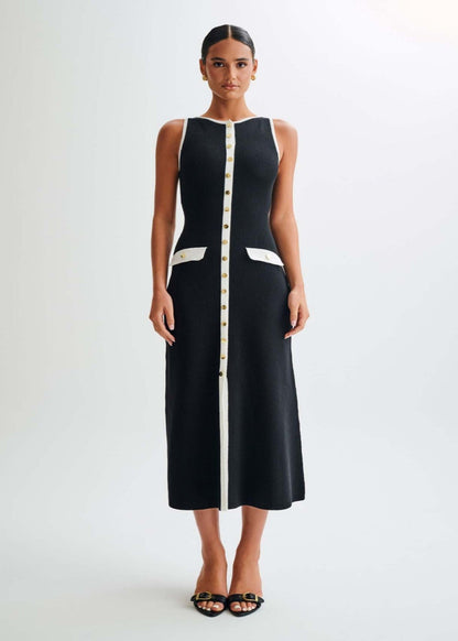 Valeria - Contrast Trim Midi Dress