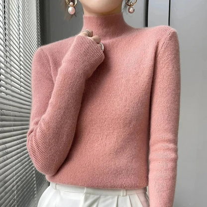 Jersey de cuello alto ajustado y grueso para mujer | Ideal para otoño/invierno