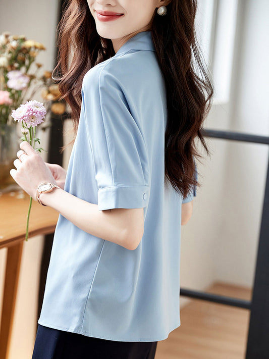 Madison Classic Bow Chiffon Shirt-White