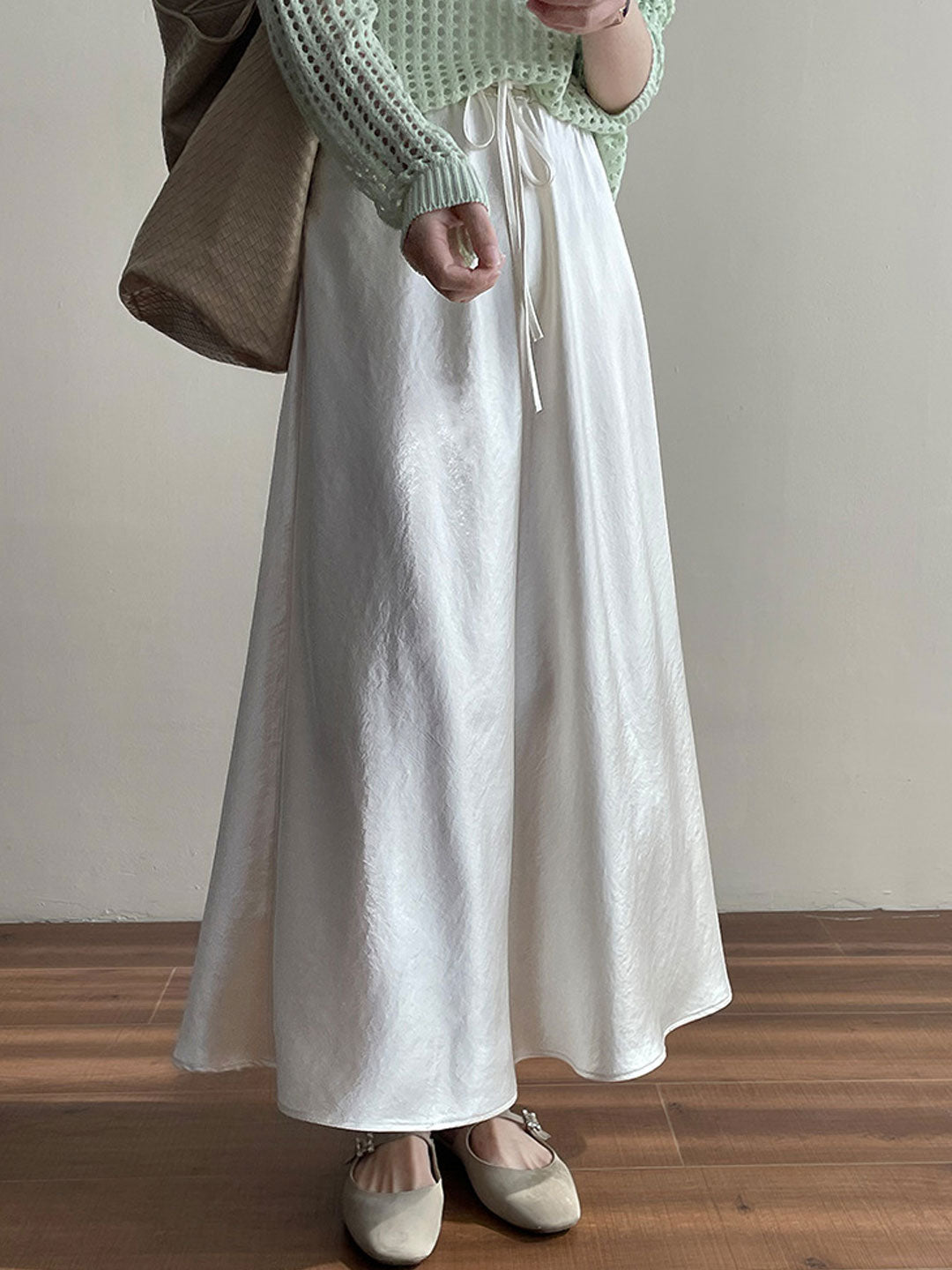 Mary Elegant Solid Color Satin Skirt