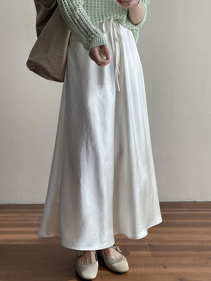 Mary Elegant Solid Color Satin Skirt