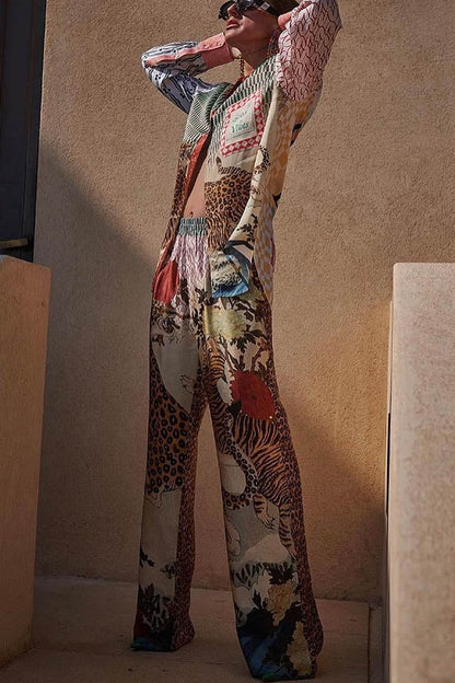 Conjunto casual con estampado de leopardo