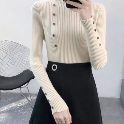 Jersey informal de punto de cuello alto para mujer | Ideal para otoño/invierno