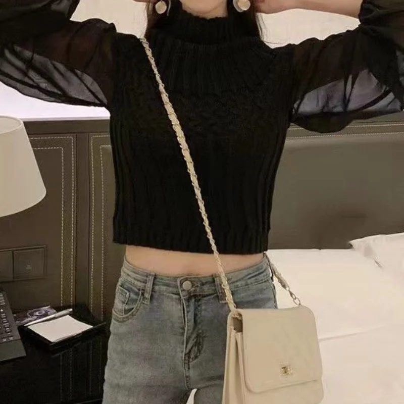 Chaleco de punto moderno para mujer con mangas transparentes | Ideal para otoño/invierno