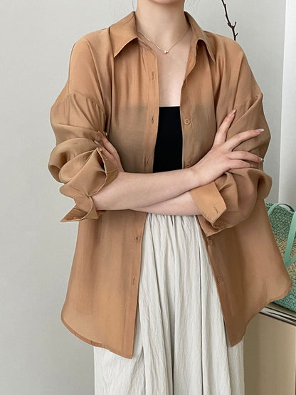 Olivia Loose Lapel Hollowed Back Slit Shirt