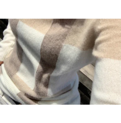 Jersey de punto a cuadros elegante y ajustado para mujer | Ideal para otoño/invierno