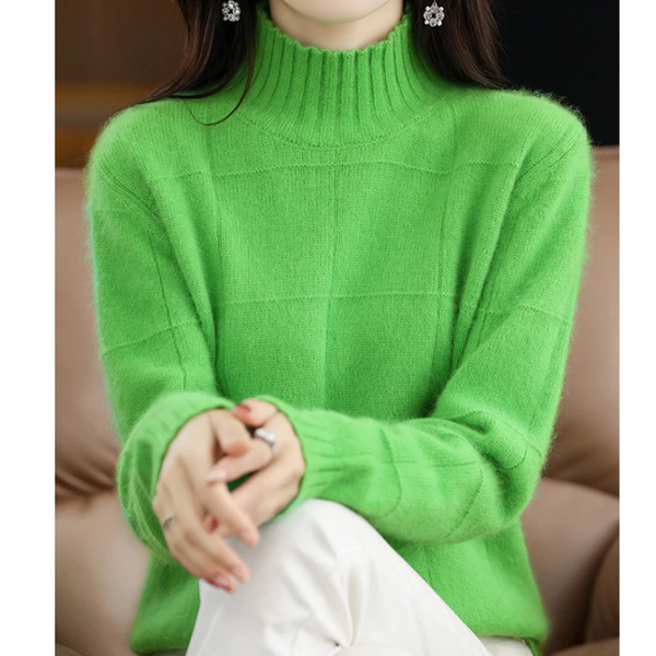 Jersey de cuello alto de punto trenzado holgado para mujer | Ideal para otoño/invierno