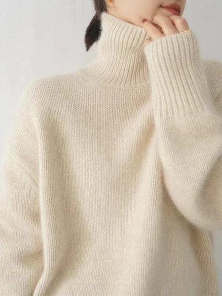 Jersey informal de punto suave con cuello alto para mujer | Ideal para otoño/invierno