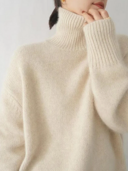 Jersey informal de punto suave con cuello alto para mujer | Ideal para otoño/invierno
