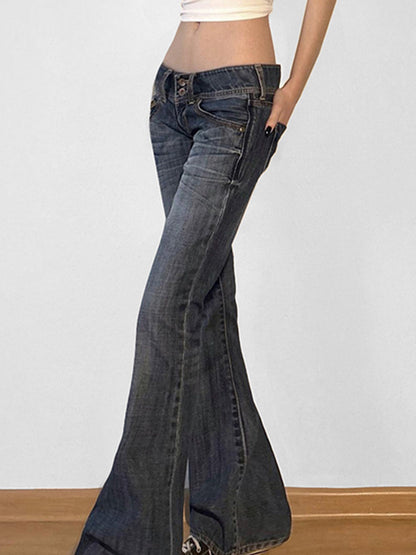 Low Rise Washed And Slimming Versatile Flare Jeans