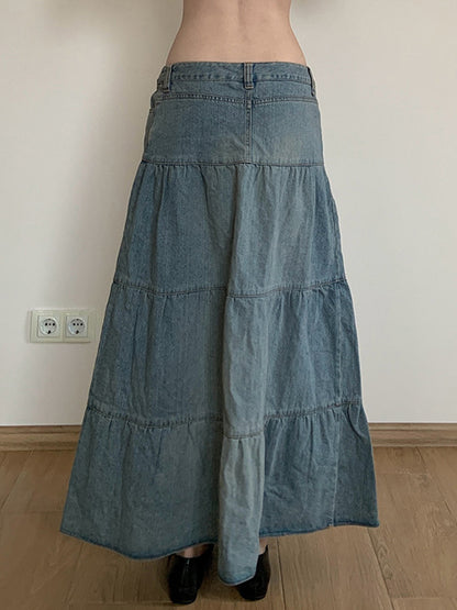 Low-Waisted Old-Fashioned Holiday Style Maxi Skirt