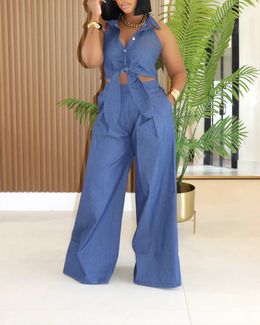 Loose Wide-Leg Pants Suit