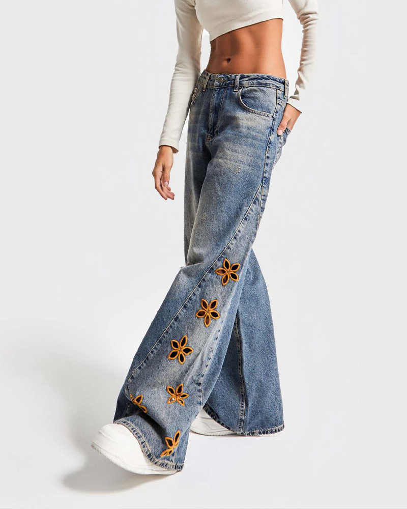 Embellished High-Waist Jeans