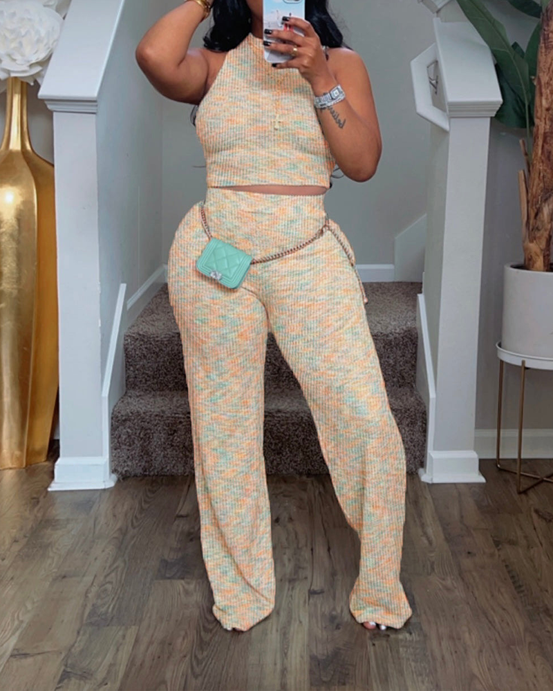 Printed Wide-Leg Trousers Suit