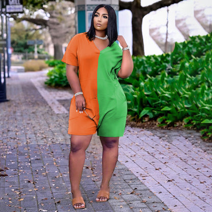 Summer Casual Loose Contrast Color Romper