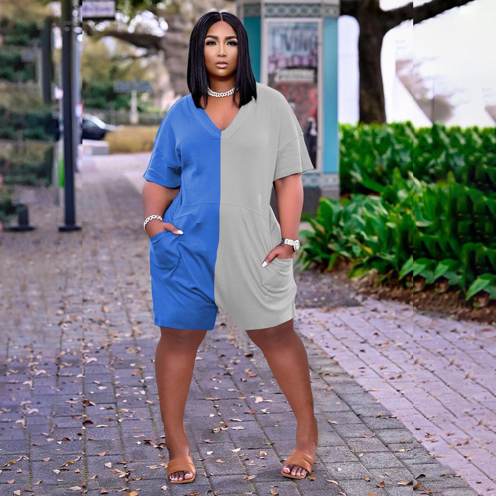 Summer Casual Loose Contrast Color Romper