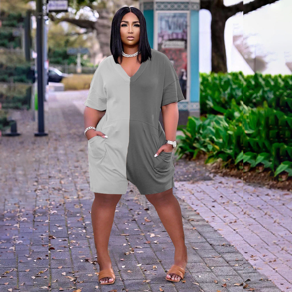 Summer Casual Loose Contrast Color Romper