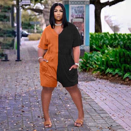 Summer Casual Loose Contrast Color Romper