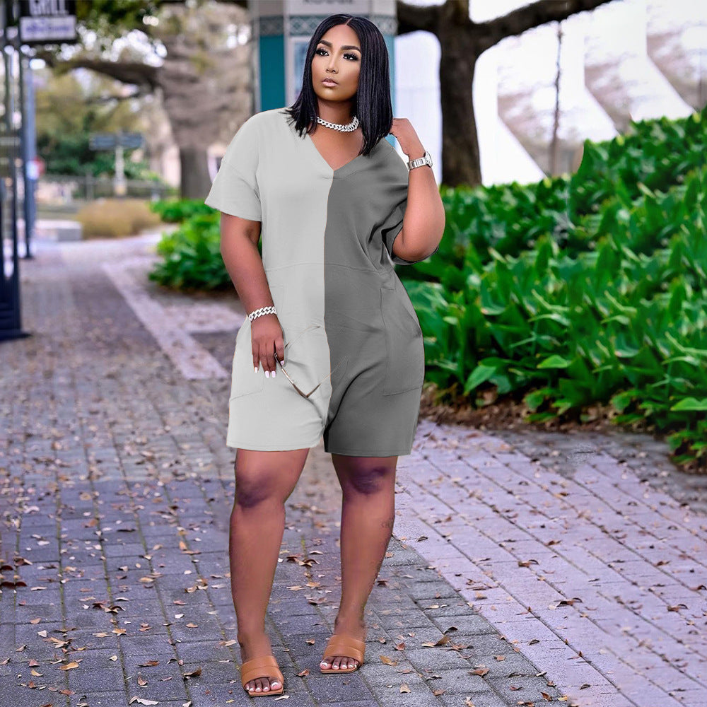 Summer Casual Loose Contrast Color Romper