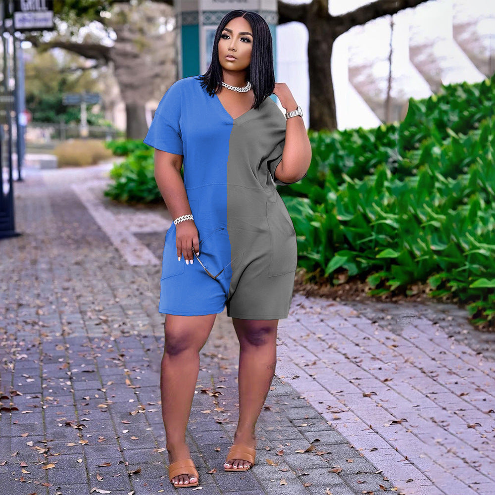 Summer Casual Loose Contrast Color Romper