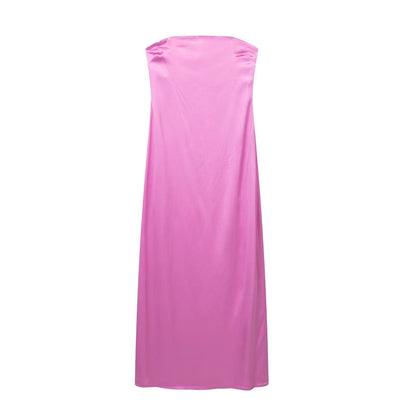 Spring Summer Women Clothing All Matching SexyCutout Design Silk Satin Texture Dress