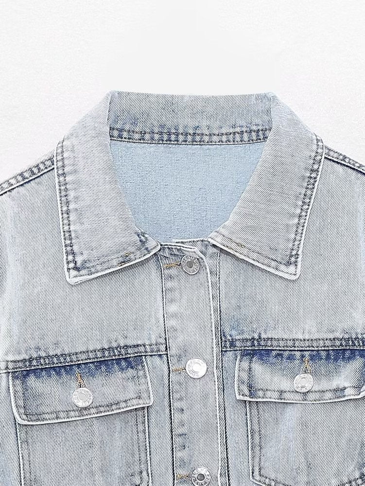 Summer Women Collared Sleeveless Vest Dress Straight Slim Single Breasted Denim Dress