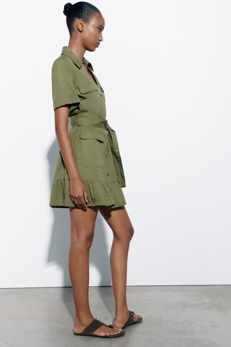 Spring Women Clothing Simple Graceful Waistband Poplin Dress