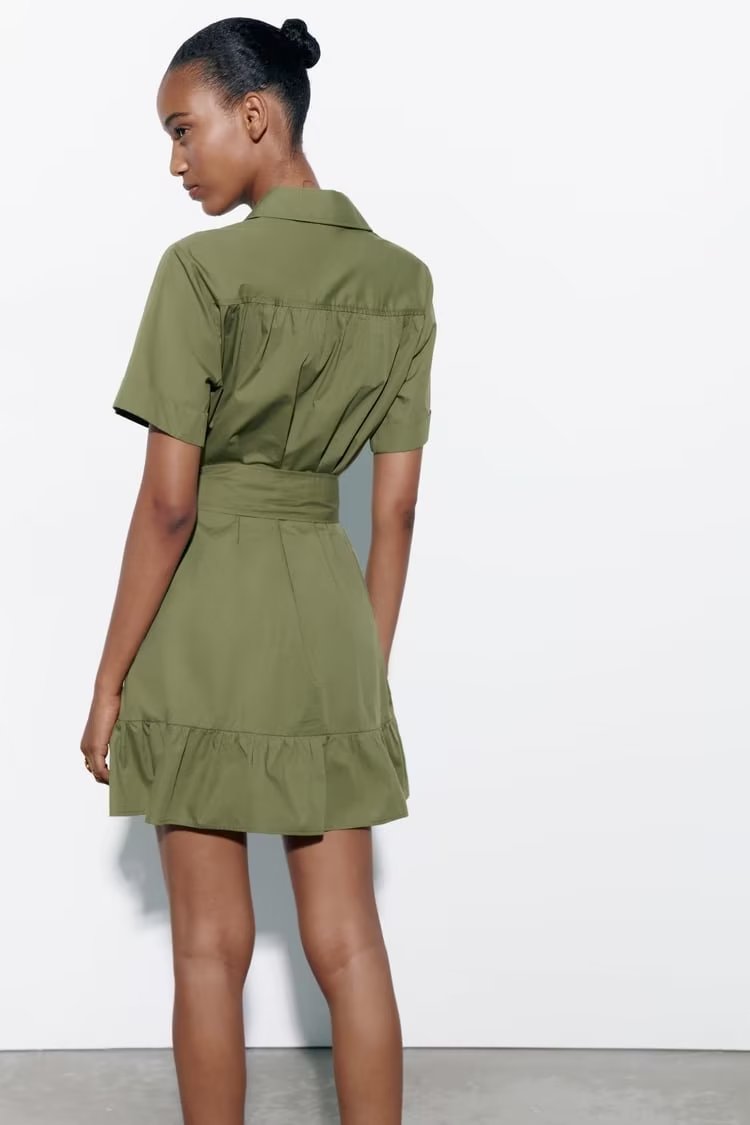 Spring Women Clothing Simple Graceful Waistband Poplin Dress