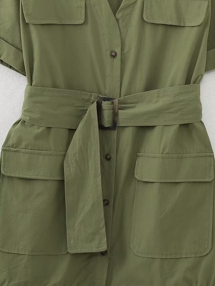 Spring Women Clothing Simple Graceful Waistband Poplin Dress