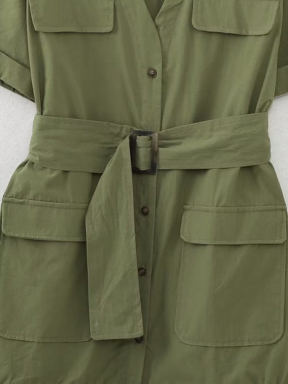Spring Women Clothing Simple Graceful Waistband Poplin Dress