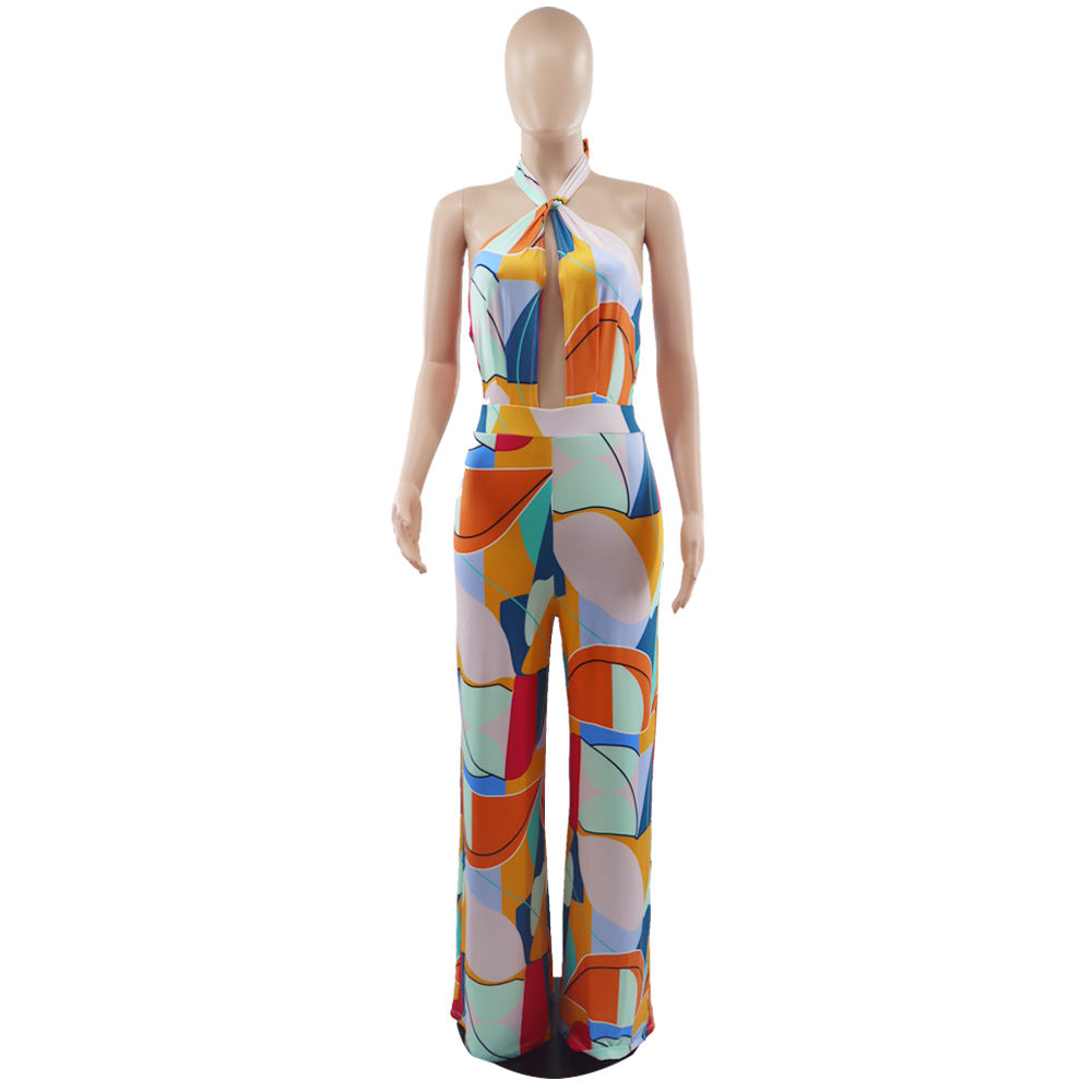 Loose Wide Leg Backless Casual All-Match High Waist Jumpsuit