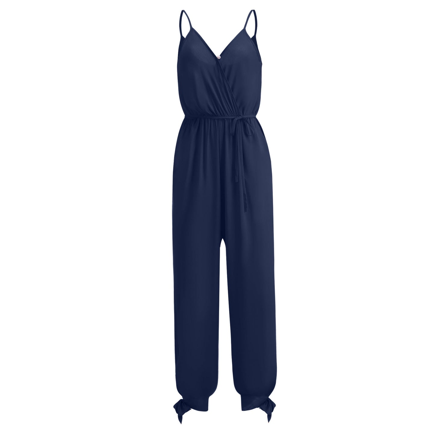 Spring Summer Sexy Backless Tether Deep V Plunge Plunge neck Strap Long Conjoined Trousers