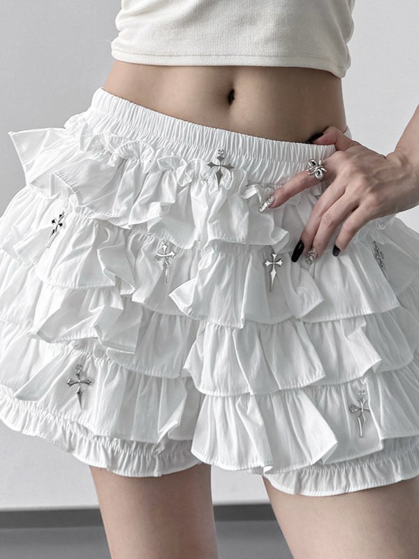 Gothic Dark Cross Ballet Bubble Shorts