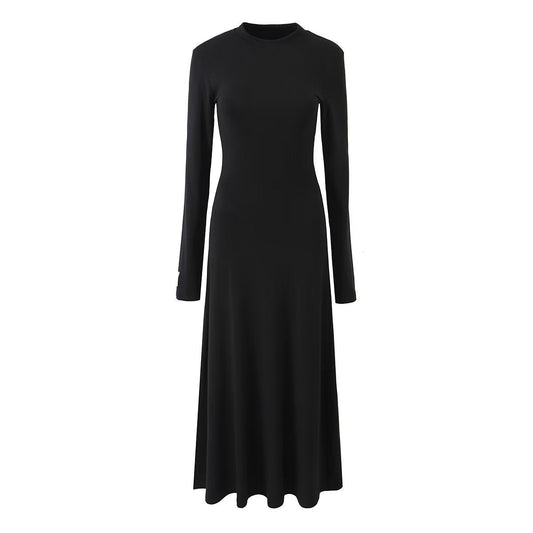Spring Summer Autumn Elegant Graceful Tencel Blended Knitted Front Chest Embroidered Elastic Dress