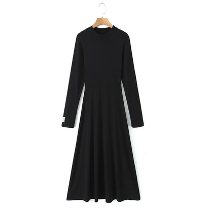 Spring Summer Autumn Elegant Graceful Tencel Blended Knitted Front Chest Embroidered Elastic Dress