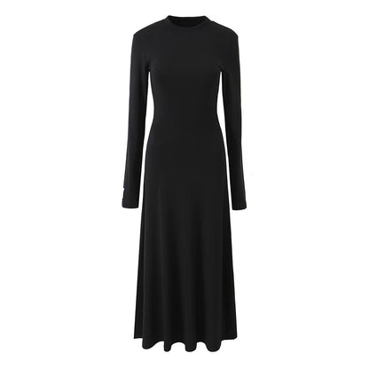 Spring Summer Autumn Elegant Graceful Tencel Blended Knitted Front Chest Embroidered Elastic Dress