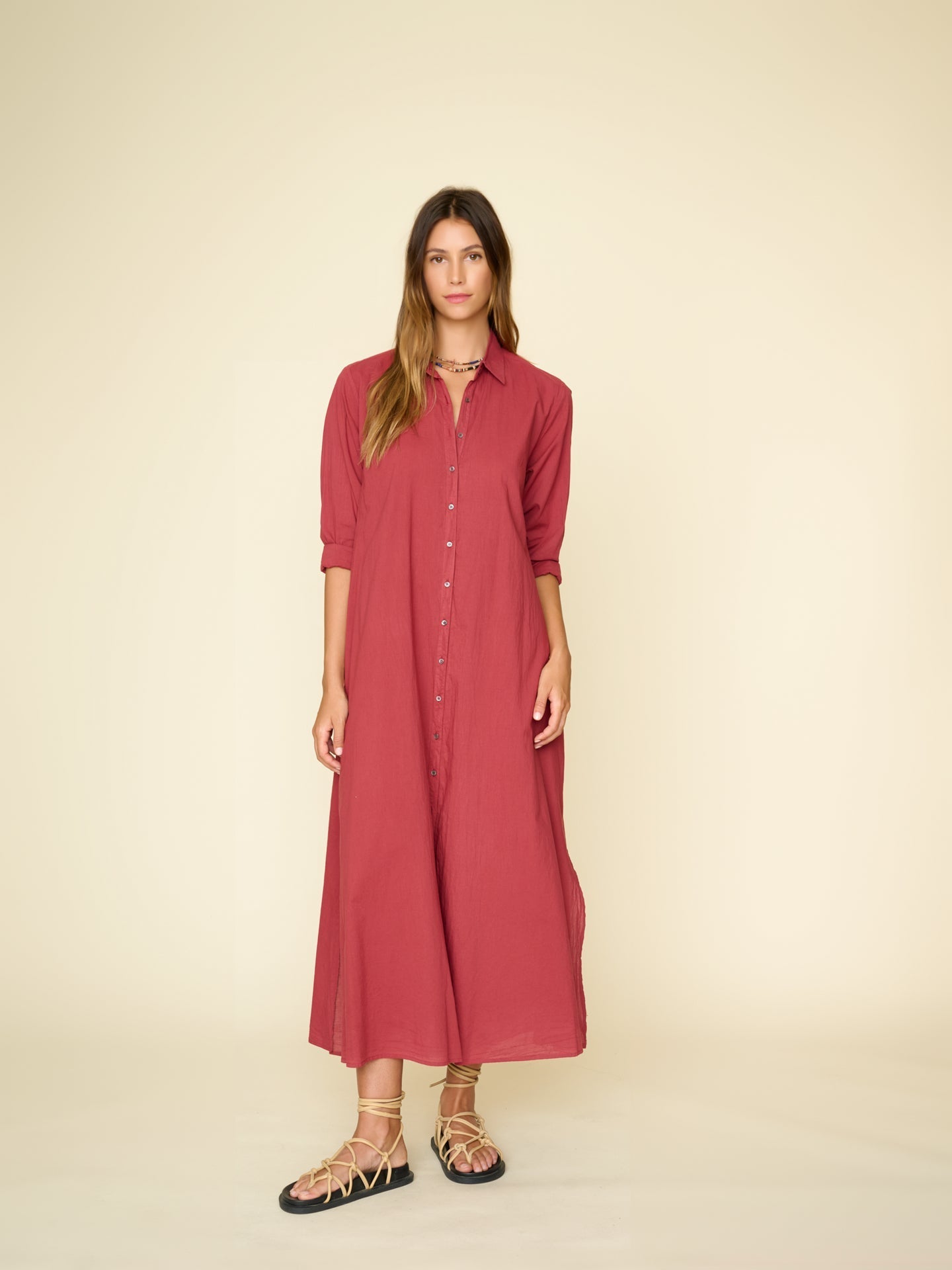 Women New Spring and Autumn Lapel Single breasted Long sleeved Shirt Dress