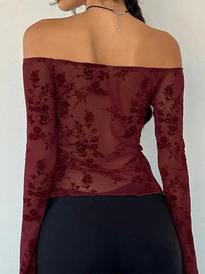 Off Shoulder Long Sleeves Tee