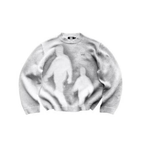 Gradient Crewneck Slouchy Knit Sweater