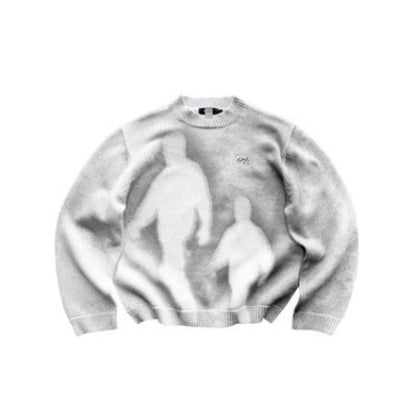 Gradient Crewneck Slouchy Knit Sweater