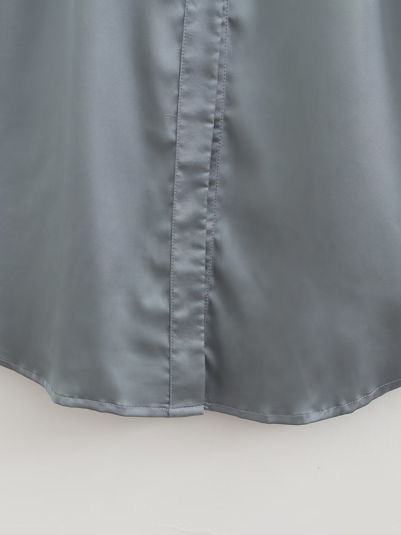Women Clothing French Solid Color Polo Collar Loose Casual Shirt Long Sleeve Dress