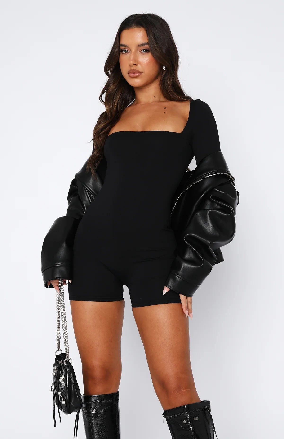 Women Clothing Pure Black Dress Women Jumpsuit Thick