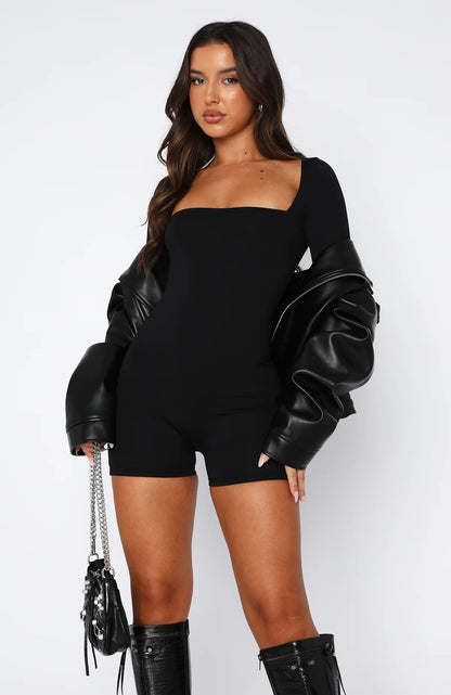 Women Clothing Pure Black Dress Women Jumpsuit Thick