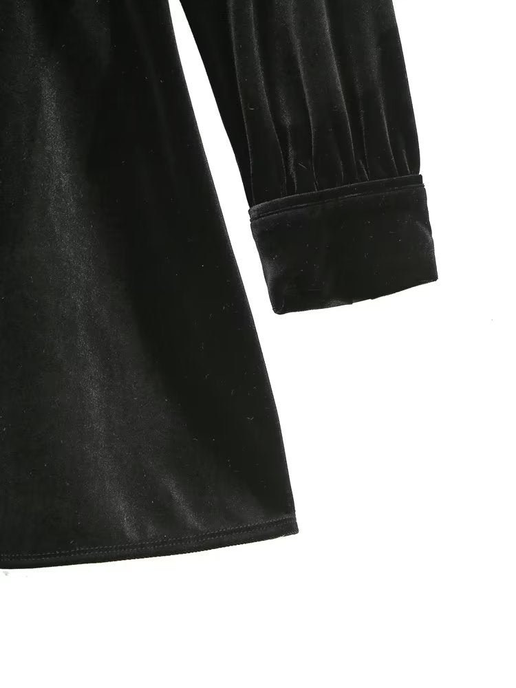 Spring Women Clothing Elegant Slightly Mature Casual with Belt Velvet Dress
