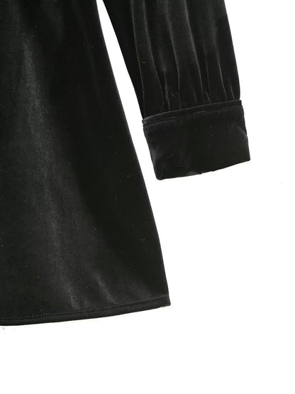 Spring Women Clothing Elegant Slightly Mature Casual with Belt Velvet Dress